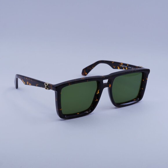 Off-White OERI13W STRATFORD 6055 Sunglasses Havana Square Frame, Green Lenses - Picture 4 of 9